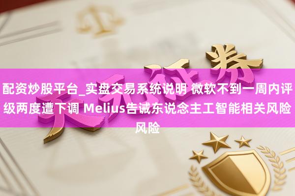 配资炒股平台_实盘交易系统说明 微软不到一周内评级两度遭下调 Melius告诫东说念主工智能相关风险