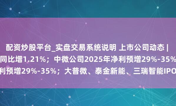 配资炒股平台_实盘交易系统说明 上市公司动态 | 招商银行2025年净利同比增1.21%；中微公司2025年净利预增29%-35%；大普微、泰金新能、三瑞智能IPO注册见效
