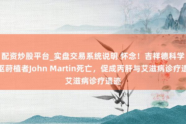配资炒股平台_实盘交易系统说明 怀念!吉祥德科学中枢莳植者John Martin死亡,促成丙肝与艾滋病诊疗遗迹