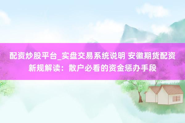 配资炒股平台_实盘交易系统说明 安徽期货配资新规解读：散户必看的资金惩办手段