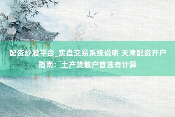 配资炒股平台_实盘交易系统说明 天津配资开户指南：土产货散户首选有计算