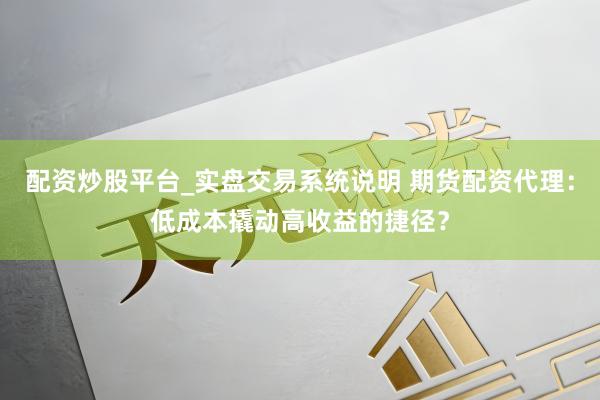 配资炒股平台_实盘交易系统说明 期货配资代理：低成本撬动高收益的捷径？
