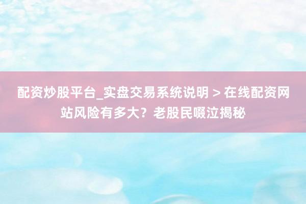 配资炒股平台_实盘交易系统说明 > 在线配资网站风险有多大？老股民啜泣揭秘